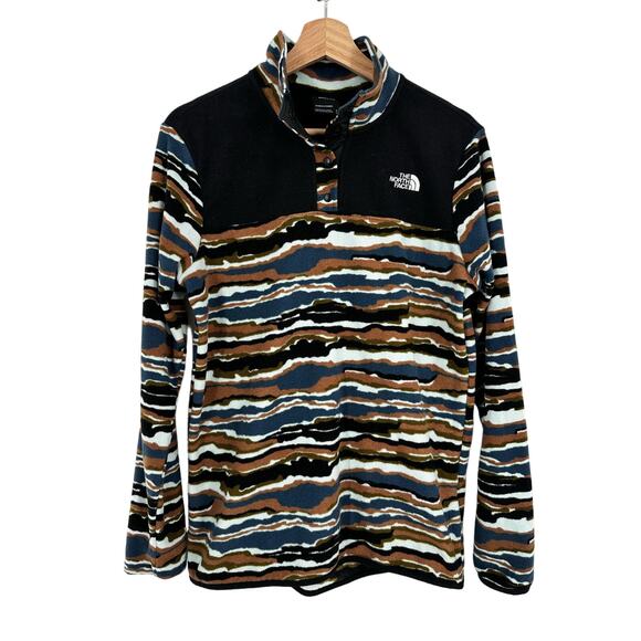 The‎ North Face Women’s Fleece Pullover M Snap Stripe Lightweight - Picture 1 of 9